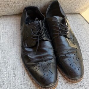 Stacy Adams Dark Leather Brogue Derbys Wing Tip Black Loafers Tie Dress Shoes